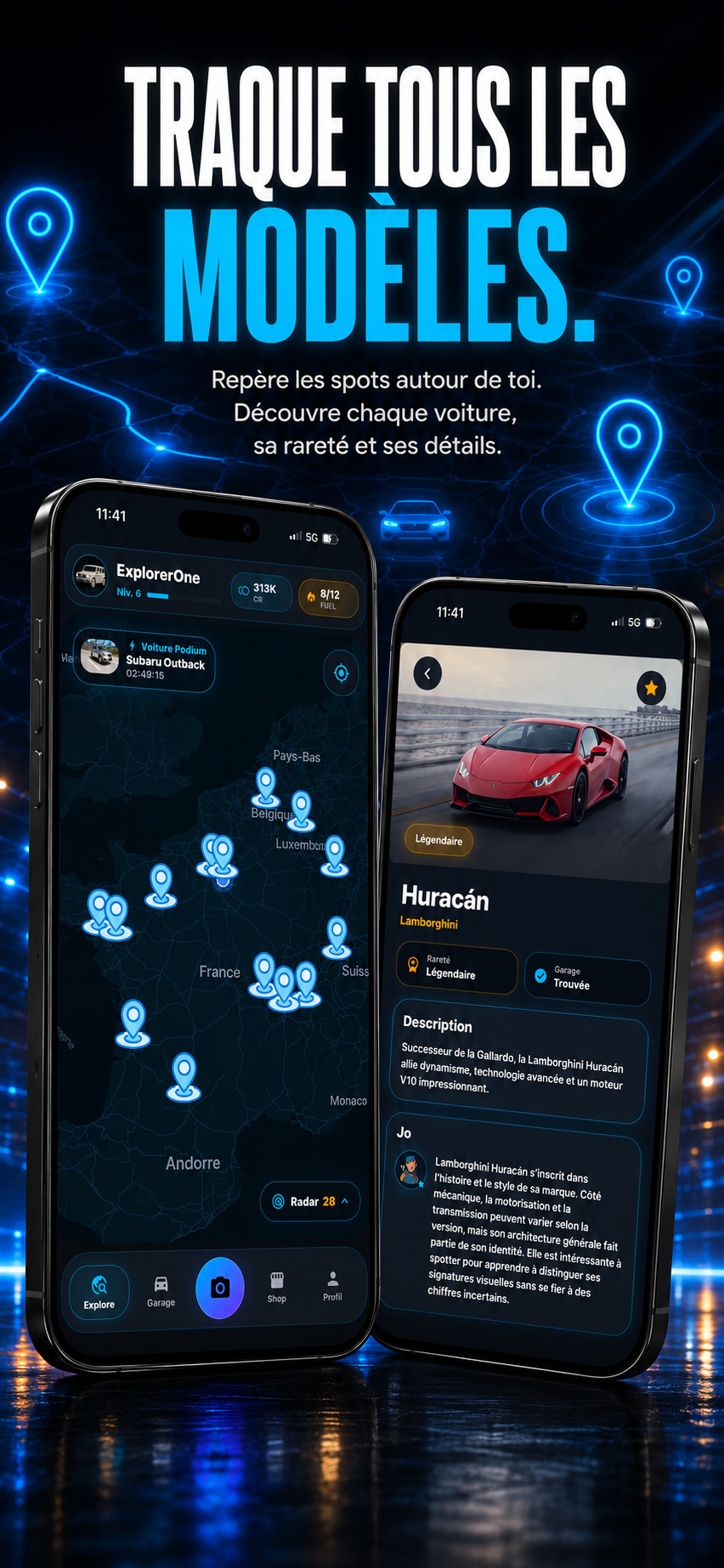 Aperçu de la carte dans l’application CarzGO